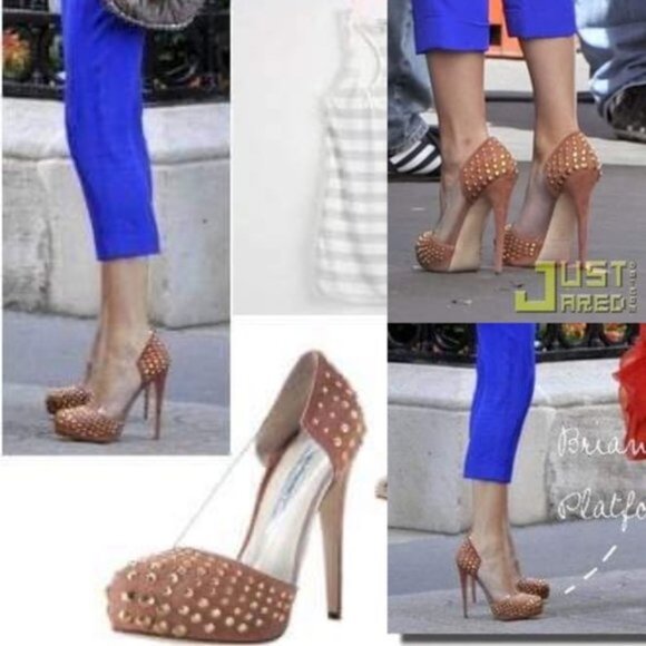 Brian Atwood Loca Studded Pumps Women Size 37.5 US‎ 6 - Picture 2 of 13